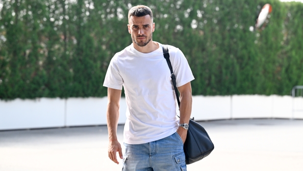 TURIN, ITALY - JULY 19: Juventus player Filip Kostic arrival at Jtc before a training session on July 19, 2024 in Turin, Italy.  (Photo by Daniele Badolato - Juventus FC/Juventus FC via Getty Images)