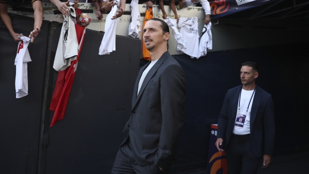 CHICAGO, ILLINOIS - JULY 31: Zlatan Ibrahimovic AC Milan Senior Advisor looks on prior to the Pre-Season Friendly match between AC Milan and Real Madrid at Soldier Field on July 31, 2024 in Chicago, Illinois.  (Photo by Giuseppe Cottini/AC Milan via Getty Images)