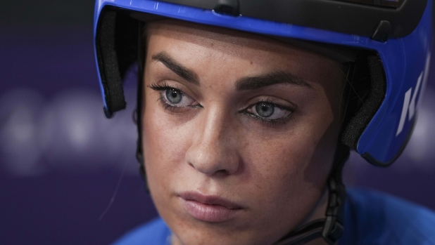 Letizia Paternoster of Italy ahead of a women\'s team pursuit event, at the Summer Olympics, Wednesday, Aug. 7, 2024, in Paris, France. (AP Photo/Thibault Camus)    Associated Press / LaPresse Only italy and Spain