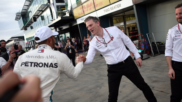 © Photo4 / LaPresse
24/03/2018 Melbourne, Australia
Sport 
Grand Prix Formula One Australia 2018
In the pic: pole position Lewis Hamilton (GBR) Mercedes AMG F1 W09 and James Allison (GBR) Mercedes AMG F1, Technical Director