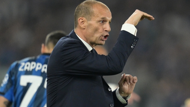 Juventus’ head coach Massimiliano Allegri during the Italian Cup final soccer match between Atalanta and Juventus at Rome's Olympic Stadium, Italy, Wednesday, May 15, 2024. (Alfredo Falcone/LaPresse)