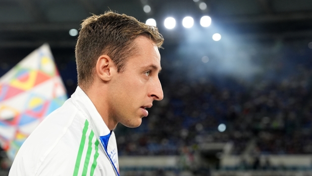 Italyâs Davide Frattesi   during the UEFA Nations League 2024/25 Group 2 qualification football match between Italy and Belgium at the Olimpico stadium in Rome on October 10, 2021. (Photo by Alfredo Falcone / LaPresse)