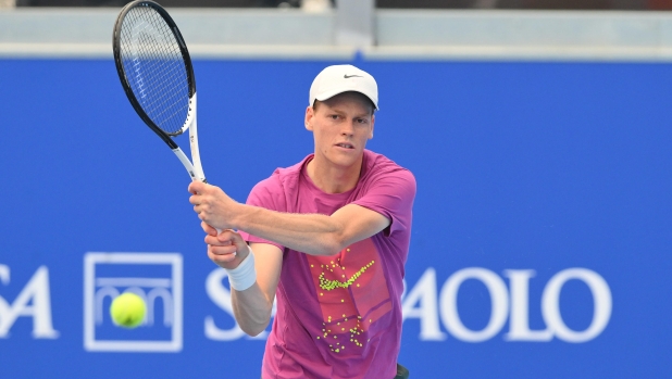 Jannik Sinner's first training session on the occasion of the Nitto ATP Finals in Turin at the Sporting press club, 5 November 2024 ANSA/ ALESSANDRO DI MARCO