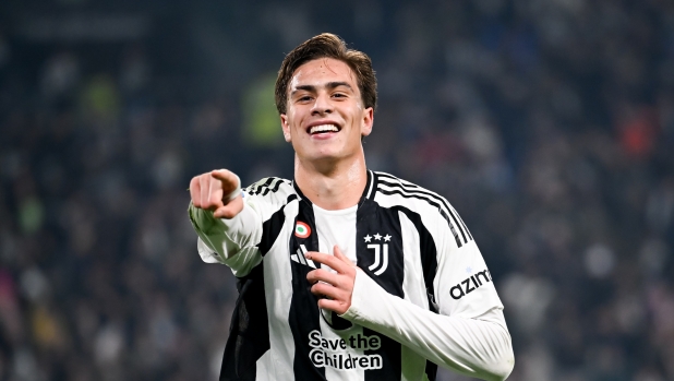 TURIN, ITALY - NOVEMBER 09: Kenan Yildiz of Juventus celebrates after scoring his team's second goal during the Serie A match between Juventus and Torino at Juventus Stadium on November 09, 2024 in Turin, Italy. (Photo by Daniele Badolato - Juventus FC/Juventus FC via Getty Images)