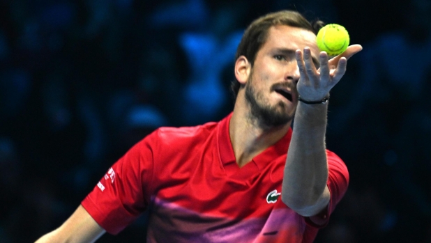 Daniil Medvedev of Russia during his match against Alex De Minaur of Australia at the Nitto Atp Finals in Turin, 12 November 2024.  ANSA/MASSIMO RANA