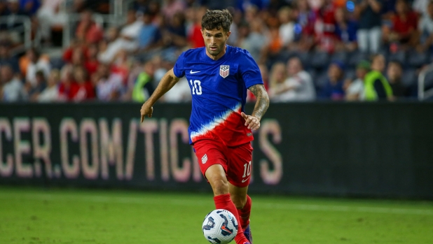 USA's Christian Pulisic is seen during the friendly soccer match between the United States Men's National Team and New Zealand at TQL Stadium in Cincinnati, Ohio, on September 10, 2024. The match ends in a 1-1 draw. (Photo by Jason Whitman/NurPhoto) (Photo by Jason Whitman / NurPhoto / NurPhoto via AFP)