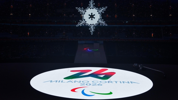 epa09821176 epa09821111 A handout photo made available by OIS/IOC shows Milano Cortina 2026 logo displayed on the stage following the Flag Handover Ceremony as part of the 2022 Winter Paralympic Games closing ceremony at the National Stadium in Beijing, China, 13 March 2022.  EPA/Bob Martin / HANDOUT  HANDOUT EDITORIAL USE ONLY/NO SALES HANDOUT EDITORIAL USE ONLY/NO SALES HANDOUT EDITORIAL USE ONLY/NO SALES HANDOUT EDITORIAL USE ONLY/NO SALES