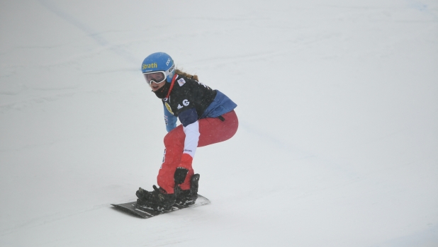 Sophie Hediger of Swiss Team ride during qualifying of first and second turn of snowboard cross (SBX) World Cup in Chiesa In Valmalenco, Sondrio, Italy, 22 January 2021 (Photo by Andrea Diodato/NurPhoto) (Photo by Andrea Diodato / NurPhoto / NurPhoto via AFP)