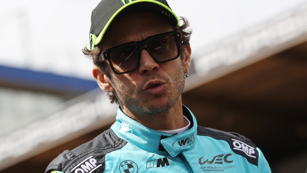 LE MANS, FRANCE - JUNE 11:  Valentino Rossi of Italy and Team WRT BMW attends the drivers group photo during previews for the 24 Hours of Le Mans at the Circuit de la Sarthe on June 11, 2024 in Le Mans, France. (Photo by Ker Robertson/Getty Images)