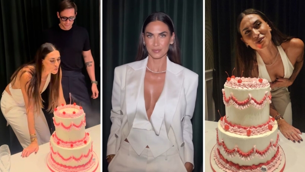 Melissa Satta festeggia i 40 anni con Carlo Beretta e le amiche a Milano