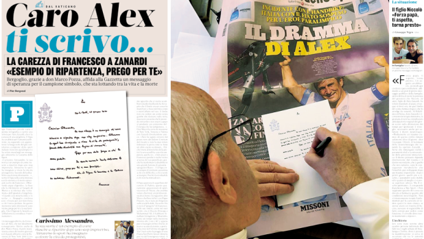 La lettera a Zanardi che Papa Francesco affidò alla Gazzetta: "Caro Alessandro, la sua storia..."