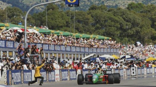 La Benetton di Piquet vince il GP Australia 1990 ad Adelaide. Getty