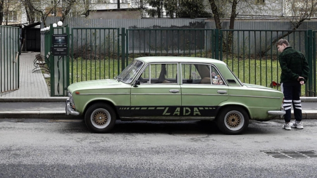 epa09159113 A parked Lada outside of of an old building, which hides under its facade the entrance to the nuclear defense Bunker 703, at a depth of 43 meters, in Moscow, Russia, 25 April 2021. The recently declassified facility of Cold War period, the bunker was in use by the ministry of Foreign Affairs until 2005. On 2018 was converted into the museum the Bunker 703.  EPA/MAXIM SHIPENKOV  ATTENTION: This Image is part of a PHOTO SET