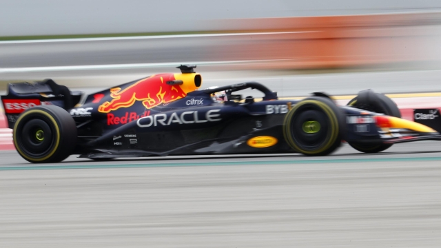 Red Bull driver Max Verstappen of the Netherlands steers his car during a Formula One pre-season testing session at the Catalunya racetrack in Montmelo, just outside of Barcelona, Spain, Friday, Feb. 25, 2022. (AP Photo/Joan Monfort)