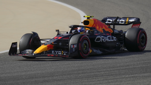 Red Bull driver Max Verstappen of the Netherlands steers his car during a practice for theFormula One Bahrain Grand Prix it in Sakhir, Bahrain, Saturday, March 19, 2022. (AP Photo/Hassan Ammar)