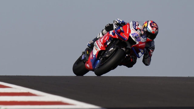 Jorge Martin (89), of Spain, steers through a turn during an open practice session for the MotoGP Grand Prix of the Americas motorcycle race at the Circuit of the Americas, Saturday, April 9, 2022, in Austin, Texas. (AP Photo/Eric Gay)