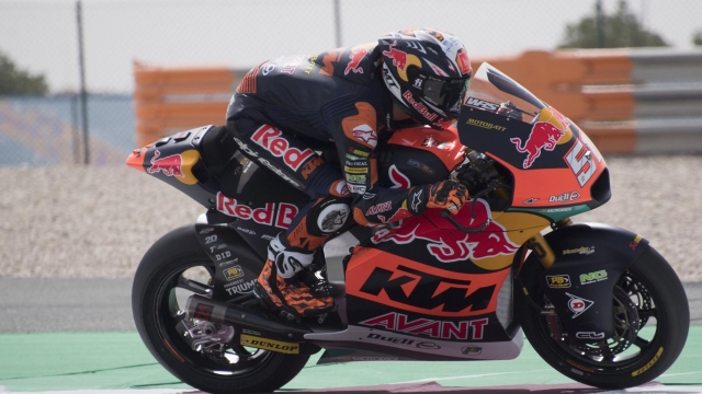 DOHA, QATAR - MARCH 04: Pedro Acosta of Spain and Red Bull KTM Team Ajo heads down a straight during the MotoGP of Qatar - Free Practice  at Losail Circuit on March 04, 2022 in Doha, Qatar. (Photo by Mirco Lazzari gp/Getty Images)