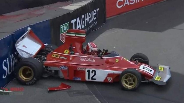 Il pilota della Ferrari è andato a muro con la 312 B3, monoposto del 1974 portata in gara da Niki Lauda