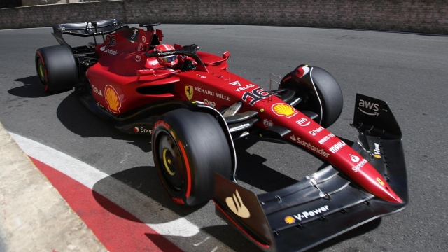 epa10005842 Monaco's Formula One driver Charles Leclerc of Scuderia Ferrari in action during the practice session of the Formula One Grand Prix of Azerbaijan at the Baku City Circuit in Baku, Azerbaijan, 10 June 2022. The Formula One Grand Prix of Azerbaijan will take place on 12 June 2022.  EPA/ALI HAIDER