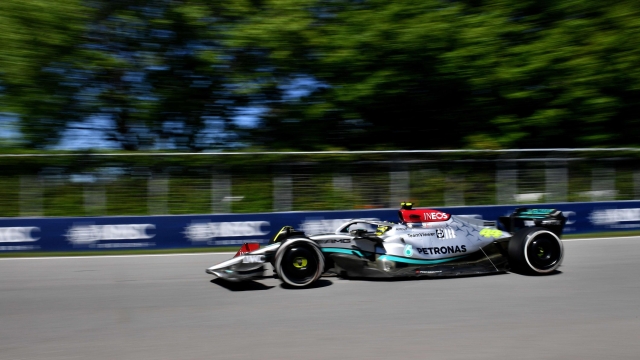 MONTREAL, QUEBEC - JUNE 19: Lewis Hamilton of Great Britain driving the (44) Mercedes AMG Petronas F1 Team W13 on track during the F1 Grand Prix of Canada at Circuit Gilles Villeneuve on June 19, 2022 in Montreal, Quebec.   Minas Panagiotakis/Getty Images/AFP == FOR NEWSPAPERS, INTERNET, TELCOS & TELEVISION USE ONLY ==