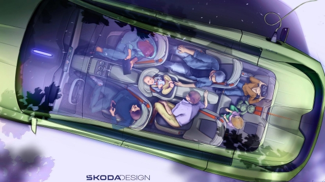 La concezione degli spazi interni del concept Skoda Vision 7S