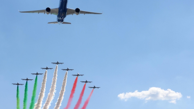 Display of the Frecce Tricolori aerobatic display team of the Italian Air Force during the Formula One Grand Prix of Italy at the Autodromo Nazionale Monza race track in Monza, Italy, 11 September 2022.   ANSA / MATTEO BAZZI