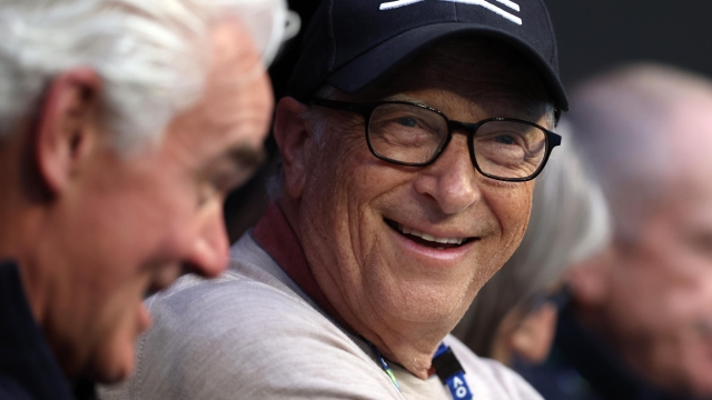 MELBOURNE, AUSTRALIA - JANUARY 26: Bill Gates looks on in the Semifinals singles match between Elena Rybakina of Kazakhstan and Victoria Azarenka during day 11 of the 2023 Australian Open at Melbourne Park on January 26, 2023 in Melbourne, Australia. (Photo by Clive Brunskill/Getty Images)