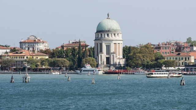 Lido island waterfront and water transport in summer Venice