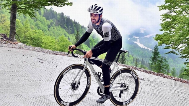 Tarvisio 24 Maggio 2023. Giro d'Italia 2023. Contador prova la tappa del Lussari. © Foto Petrussi