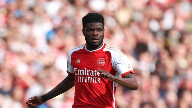 LONDON, ENGLAND - MAY 28: Thomas Partey of Arsenal during the Premier League match between Arsenal FC and Wolverhampton Wanderers at Emirates Stadium on May 28, 2023 in London, England. (Photo by Catherine Ivill/Getty Images)