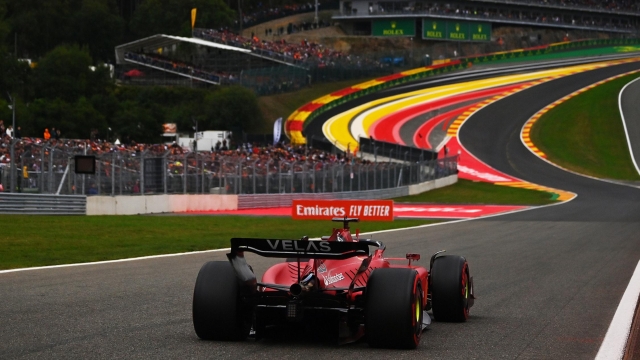 SPA, BELGIUM - AUGUST 27: Charles Leclerc of Monaco driving the (16) Ferrari F1-75 on track during qualifying ahead of the F1 Grand Prix of Belgium at Circuit de Spa-Francorchamps on August 27, 2022 in Spa, Belgium. (Photo by Dan Mullan/Getty Images)