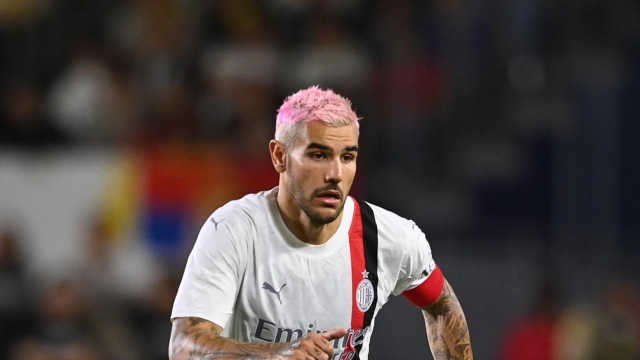 CARSON, CALIFORNIA - JULY 27: Theo Hernandez of AC Milan in action during the Pre-Season Friendly match between Juventus and AC Milan at Dignity Health Sports Park on July 27, 2023 in Carson, California. (Photo by Claudio Villa/AC Milan via Getty Images)