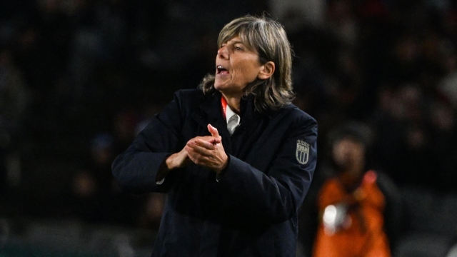 Italy's coach Milena Bertolini reacts on the touchline during the Australia and New Zealand 2023 Women's World Cup Group G football match between Italy and Argentina at Eden Park in Auckland on July 24, 2023. (Photo by Saeed KHAN / AFP)