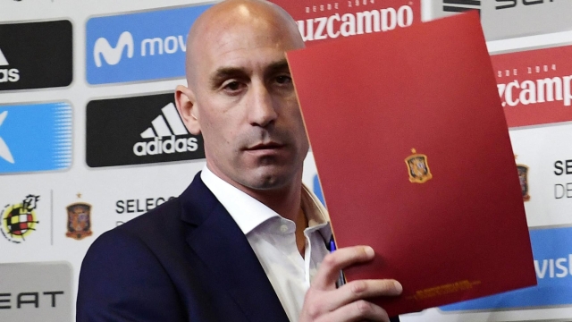 (FILES) President of the Spanish Football Federation, Luis Rubiales, arrives for a press conference at Krasnodar Academy on June 13, 2018, ahead of the Russia 2018 World Cup football tournament. Spanish football federation chief Luis Rubiales' apology for kissing star player Jenni Hermoso on the lips after Spain won the Women's World Cup is "insufficient" and his gesture "unacceptable" Spanish Prime Minister said on August 22, 2023. Rubiales, 45, kissed Hermoso as he handed the Spanish team gold medals after they beat England 1-0 in the final in Sydney, provoking outrage in Spain. (Photo by PIERRE-PHILIPPE MARCOU / AFP)