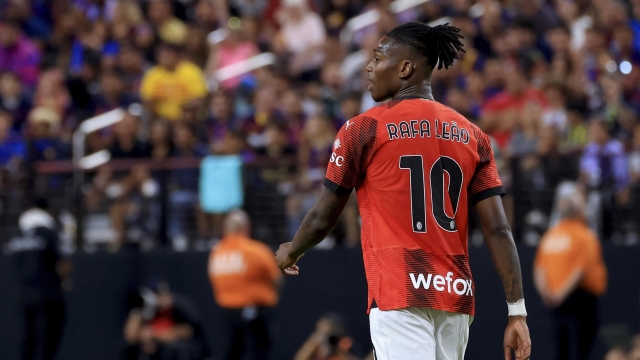 LAS VEGAS, NEVADA - AUGUST 01: Rafael Leao of AC Milan looks on during the Pre-Season Friendly match between AC Milan and FC Barcelona at Allegiant Stadium on August 01, 2023 in Las Vegas, Nevada. (Photo by Giuseppe Cottini/AC Milan via Getty Images)