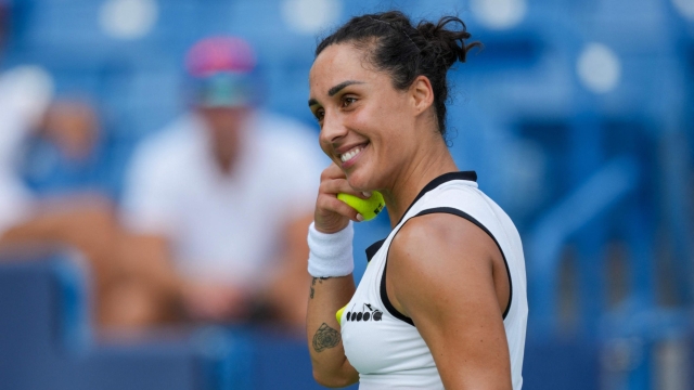 MASON, OHIO - AUGUST 16: Martina Trevisan of Italy reacts after losing a point to Jessica Pegula of the United States during their match at the Western & Southern Open at Lindner Family Tennis Center on August 16, 2023 in Mason, Ohio.   Aaron Doster/Getty Images/AFP (Photo by Aaron Doster / GETTY IMAGES NORTH AMERICA / Getty Images via AFP)