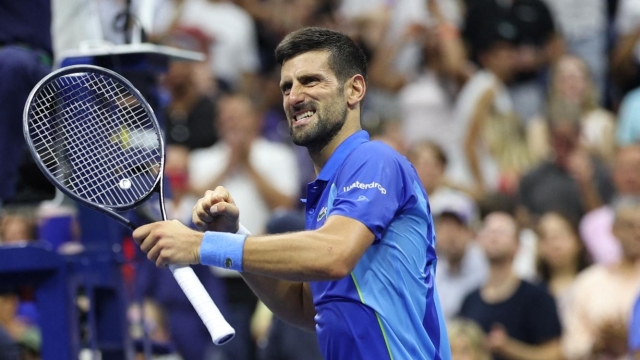 NEW YORK, NEW YORK - SEPTEMBER 03: Novak Djokovic of Serbia celebrates after defeating Borna Gojo of Croatia in their Men's Singles Fourth Round match on Day Seven of the 2023 US Open at the USTA Billie Jean King National Tennis Center on September 03, 2023 in the Flushing neighborhood of the Queens borough of New York City.   Elsa/Getty Images/AFP (Photo by ELSA / GETTY IMAGES NORTH AMERICA / Getty Images via AFP)