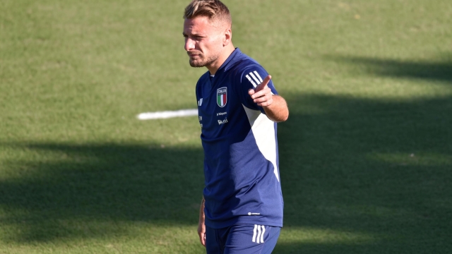 Italian player Ciro Immobile during a training session of the Italian national team at the Coverciano traning centre near Florence, Italy, 07 September 2023 ANSA/CLAUDIO GIOVANNINI