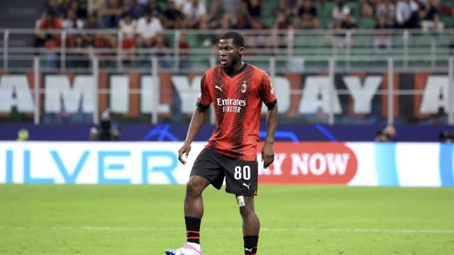 MILAN, ITALY - SEPTEMBER 19: Yunus Musah of AC Milan in action during the UEFA Champions League match between AC Milan and Newcastle United FC at Stadio Giuseppe Meazza on September 19, 2023 in Milan, Italy. (Photo by Giuseppe Cottini/AC Milan via Getty Images)