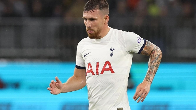 PERTH, AUSTRALIA - JULY 18: Pierre-Emile Hojbjerg of Hotspur in action during the pre-season friendly match between Tottenham Hotspur and West Ham United at Optus Stadium on July 18, 2023 in Perth, Australia. (Photo by Paul Kane/Getty Images)