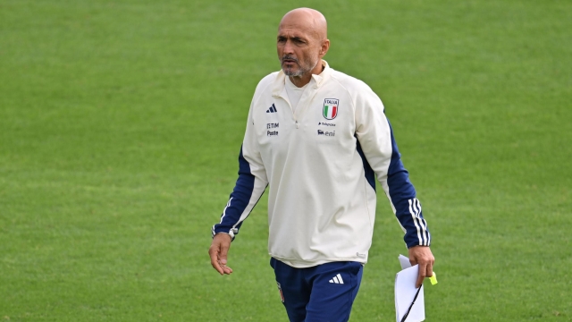 Head coach of Italy Luciano Spalletti during a training session of the Italian national soccer team at the Coverciano traning centre near Florence, Italy, 13 October 2023 ANSA/CLAUDIO GIOVANNINI