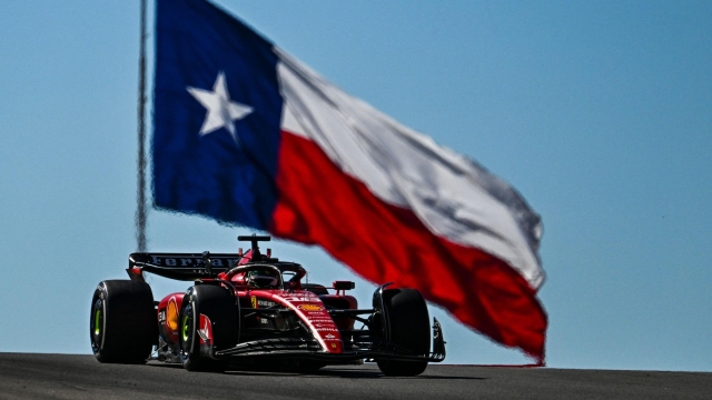Ferrari's Monegasque driver Charles Leclerc races during the 2023 United States Formula One Grand Prix at the Circuit of the Americas in Austin, Texas, on October 22, 2023. (Photo by CHANDAN KHANNA / AFP)