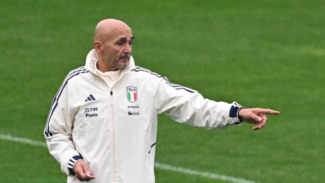 Head coach of the Italy national team, Luciano Spalletti, gesture during a training session of the Italian national soccer team at the Coverciano traning centre near Florence, Italy, 13 November 2023. ANSA/CLAUDIO GIOVANNINI