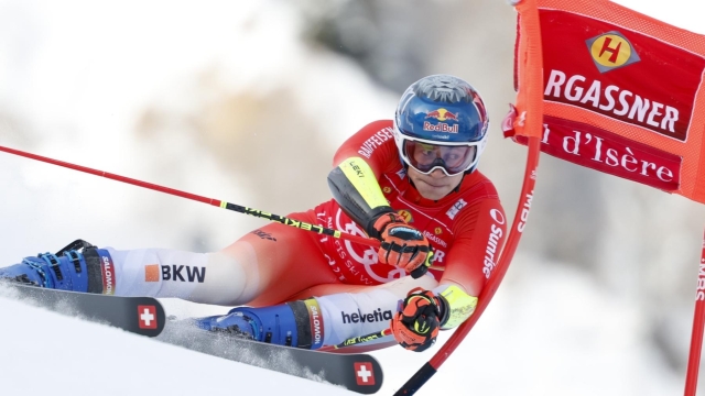 VAL D'ISERE, FRANCE - DECEMBER 9: Marco Odermatt of Team Switzerland in action during the Audi FIS Alpine Ski World Cup Men's Giant Slalom on December 9, 2023 in Val d'Isere, France. (Photo by Alexis Boichard/Agence Zoom/Getty Images)