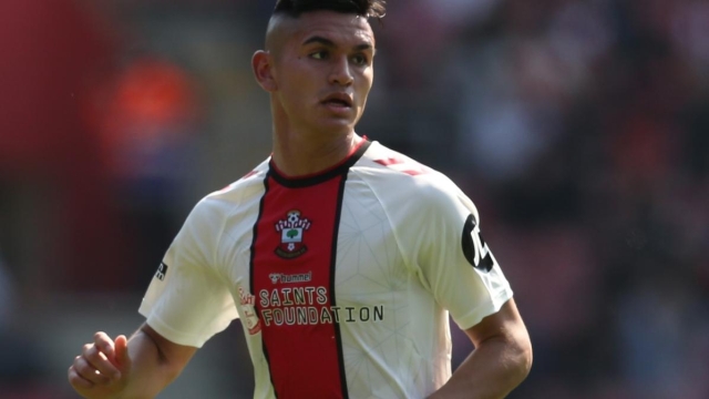 SOUTHAMPTON, ENGLAND - MAY 13: Carlos Alcaraz of Southampton FC during the Premier League match between Southampton FC and Fulham FC at Friends Provident St. Mary's Stadium on May 13, 2023 in Southampton, England. (Photo by Steve Bardens/Getty Images)