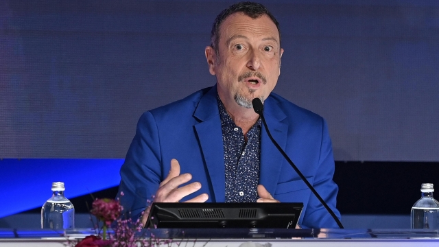 Sanremo Festival host and artistic director Amadeus during a press conference at the 74th Sanremo Italian Song Festival, Sanremo, Italy, 05 February 2024. The festival runs from 06 to 10 February 2024. ANSA/RICCARDO ANTIMIANI