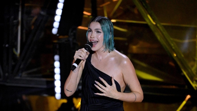 Italian singer Rose Villain performs on stage at the Ariston theatre during the 74th Sanremo Italian Song Festival, in Sanremo, Italy, 08 February 2024. The music festival will run from 06 to 10 February 2024.  ANSA/ETTORE FERRARI