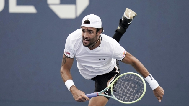 FILE - Matteo Berrettini of Italy during the first round of the U.S. Open tennis tournament, Tuesday, Aug. 29, 2023, in New York. Berrettini has withdrawn from his first round match at the Australian Open, Monday Jan 15, 2024, against Stefan's Tsitsipas due to injury. (AP Photo/Vera Nieuwenhuis.File)