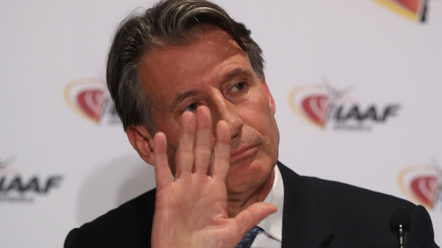 International Association of Athletics Federations (IAAF) President Sebastian Coe addresses a press conference following a two-day IAAF council meeting on December 1, 2016 in Monaco.  
Russia remains suspended from international athletics competition after the IAAF voted on December 1 to extend the ban on the country for state-sponsored doping. The IAAF Council, voting under the presidency of Sebastian Coe, was unanimous in its decision to uphold the suspension despite Russian President Vladimir Putin having recently approved a law criminalising doping in sports. / AFP PHOTO / VALERY HACHE