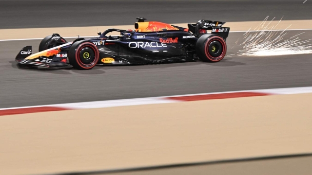 Red Bull Racing's Dutch driver Max Verstappen drives during the qualifying session of the Bahrain Formula One Grand Prix at the Bahrain International Circuit in Sakhir on March 1, 2024. (Photo by ANDREJ ISAKOVIC / AFP)